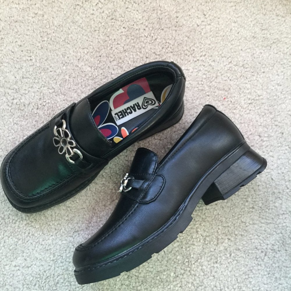 Rachel Kids Black chunky shoes sz 2 NIB
